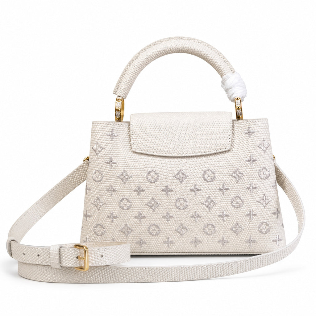 Louis Vuitton Capucines Jacquard Leather White Handbag