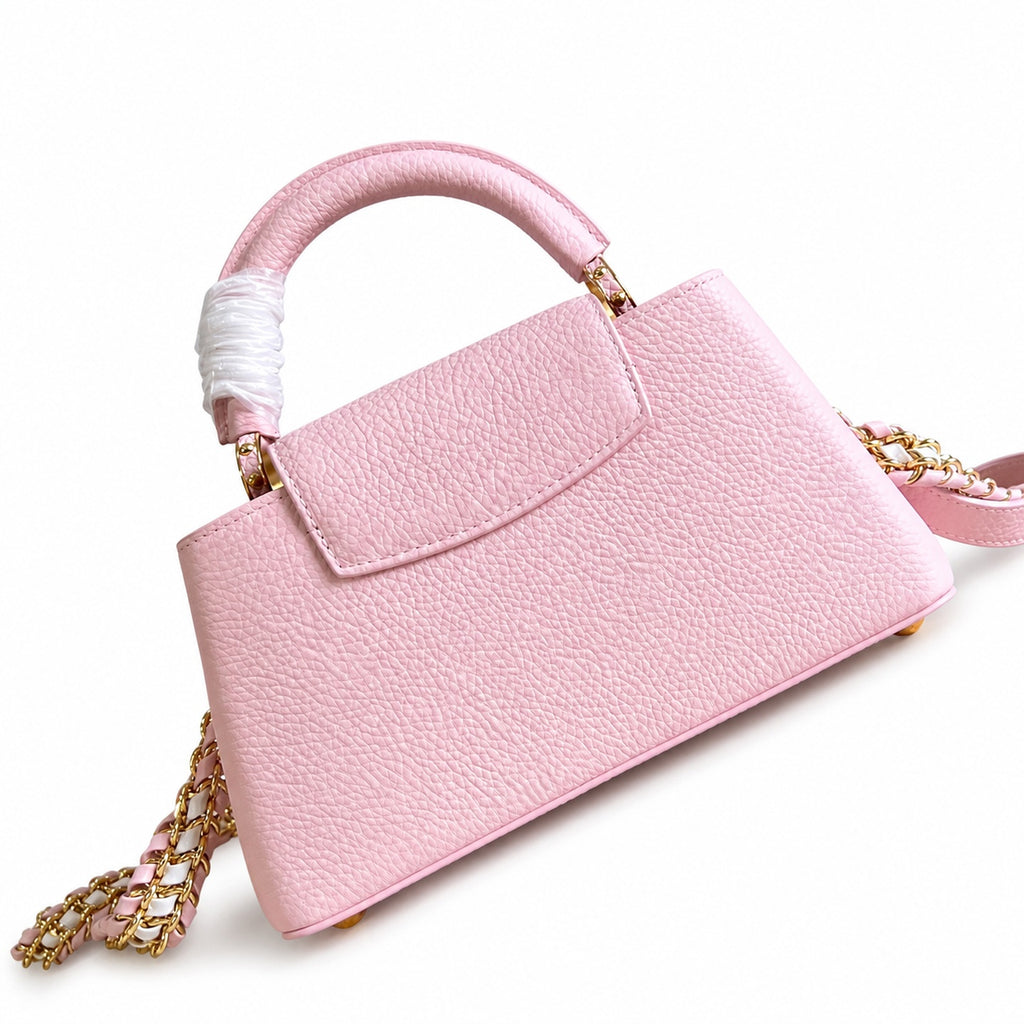 Louis Vuitton Capucines Small Knit Leather Pink Handbag