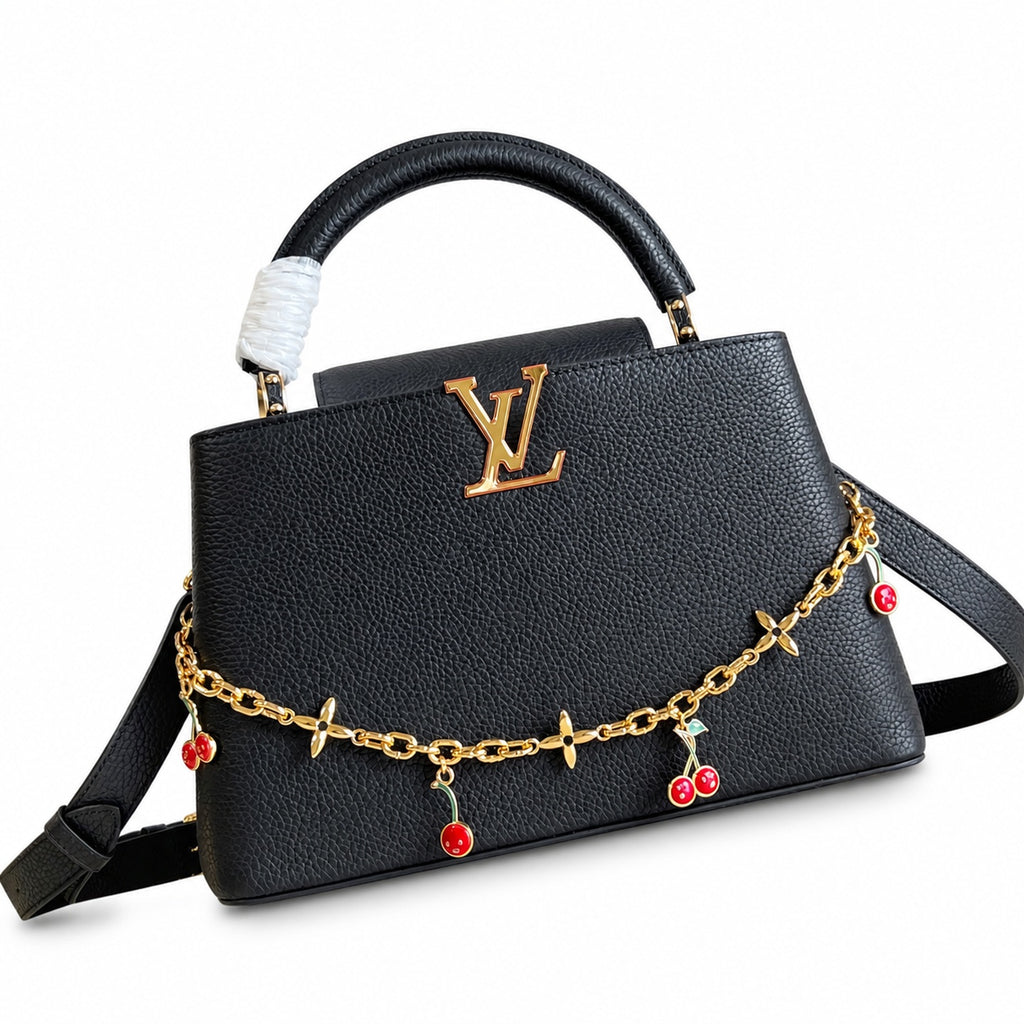 Louis Vuitton Capucines Takashi Murakami Medium Leather Black Handbag