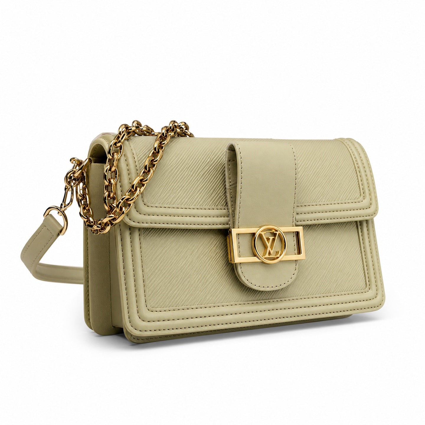Louis Vuitton Dauphine Medium Leather Khaki Handbag