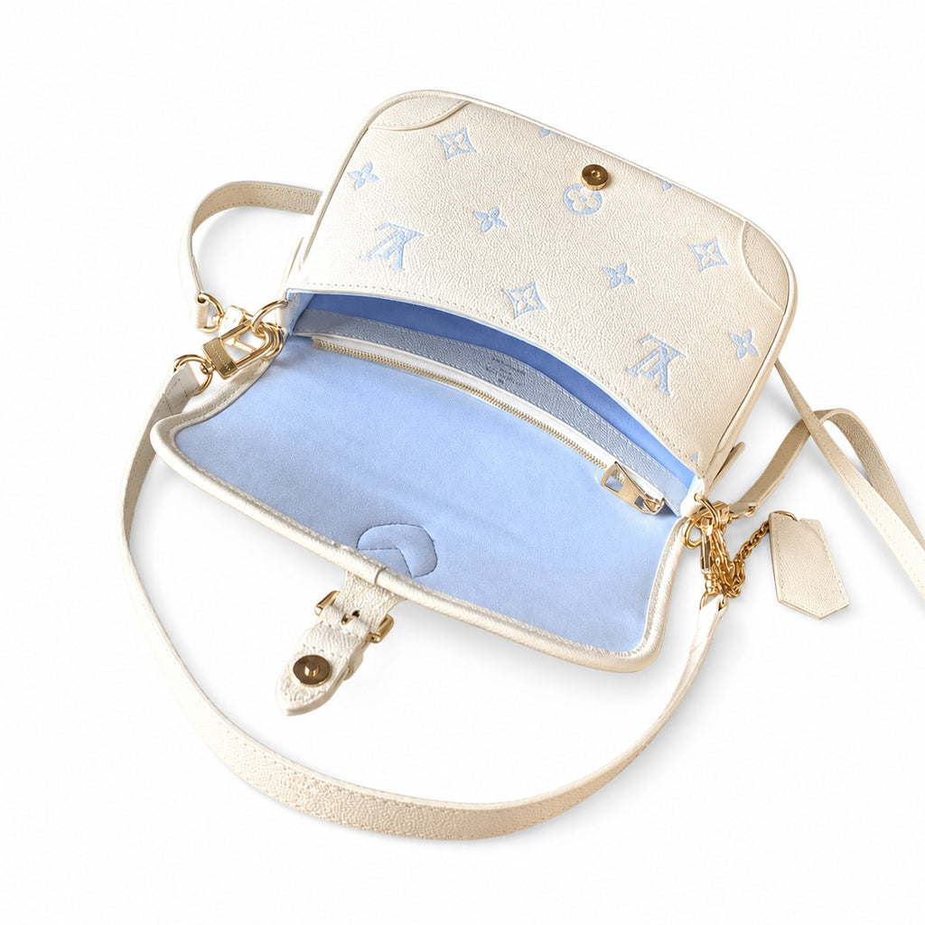 Louis Vuitton Diane Small Leather White Blue Gold Handbag