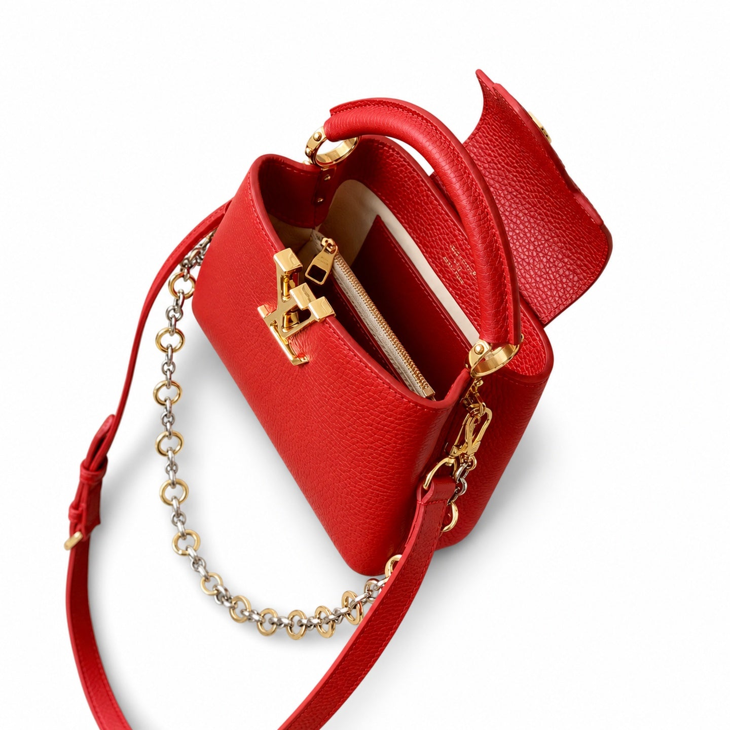 Louis Vuitton Capucines Mini Leather Red Handbag