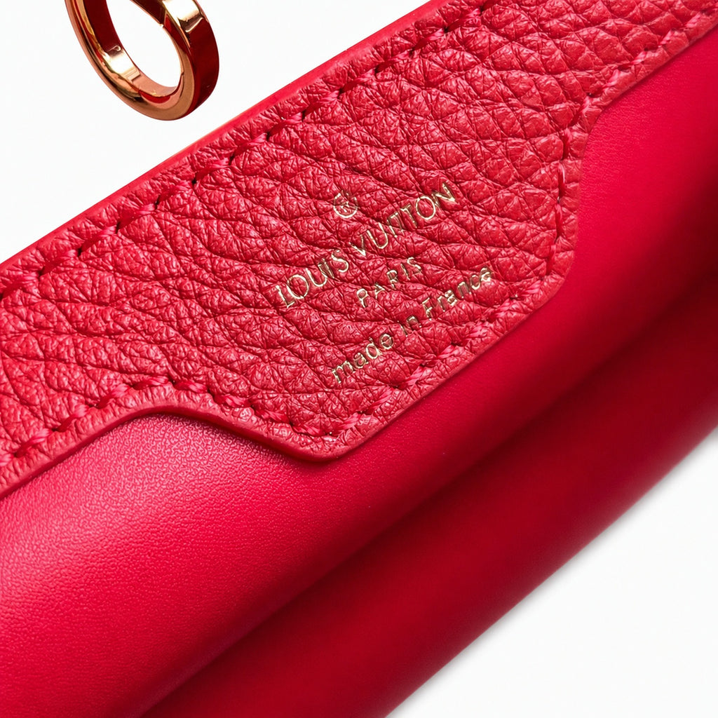 Louis Vuitton Capucines Medium Snakeskin Leather Red Gold Handbag