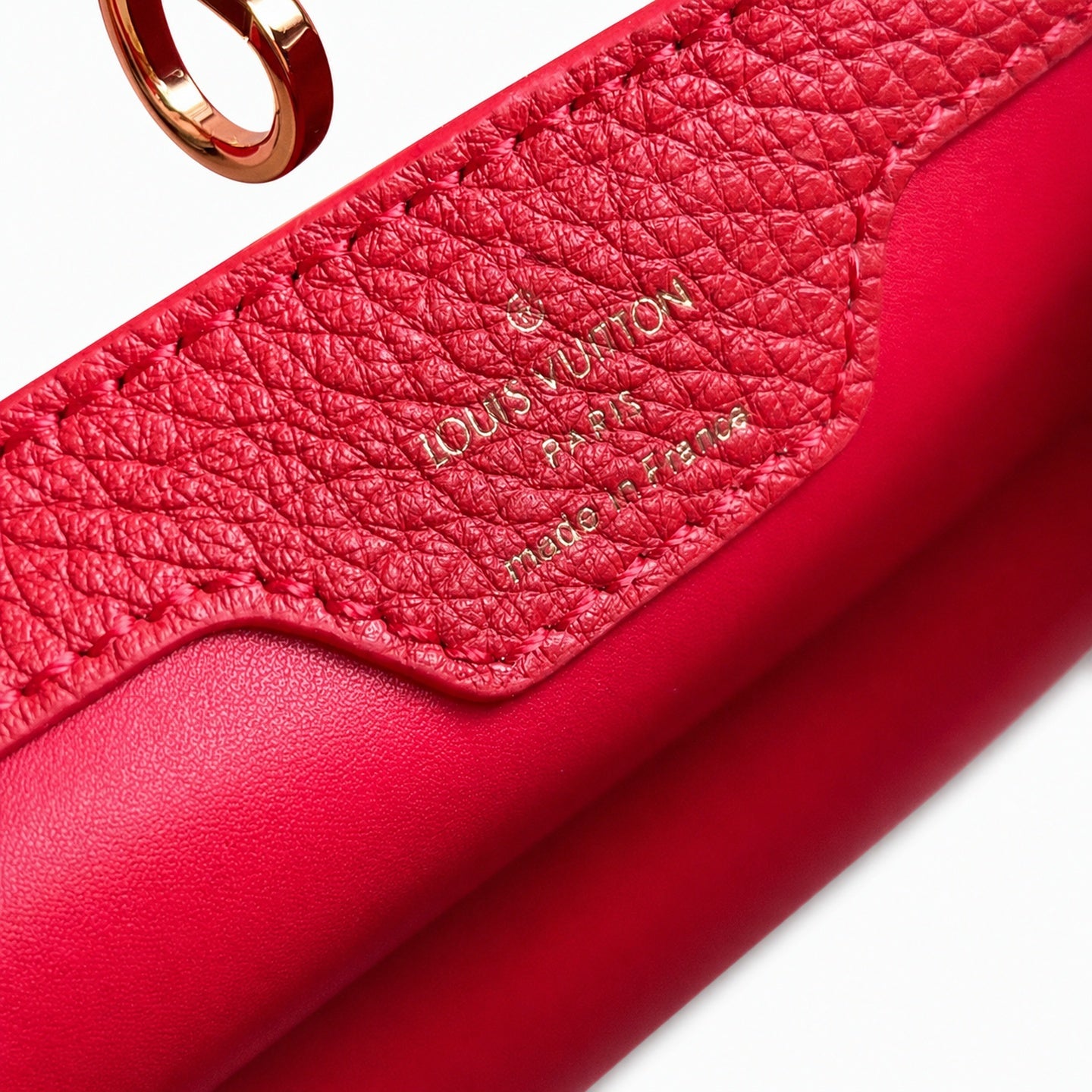 Louis Vuitton Capucines Medium Snakeskin Leather Red Gold Handbag