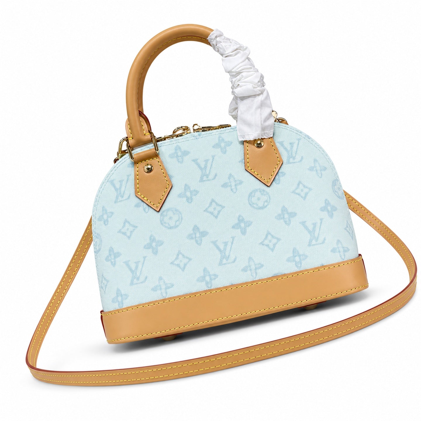 Louis Vuitton Alma Canvas Leather White Blue Handbag