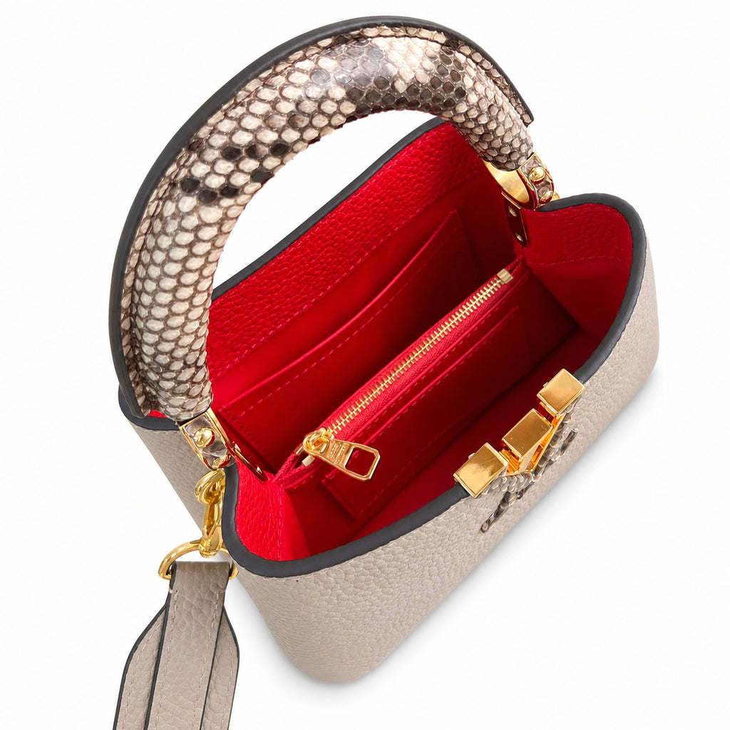 Louis Vuitton Capucines Mini Snakeskin Leather Gray Handbag