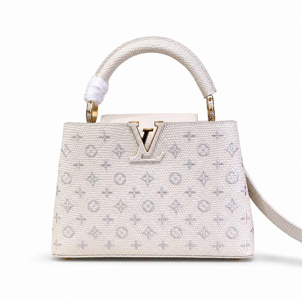 Louis Vuitton Capucines Jacquard Leather White Handbag
