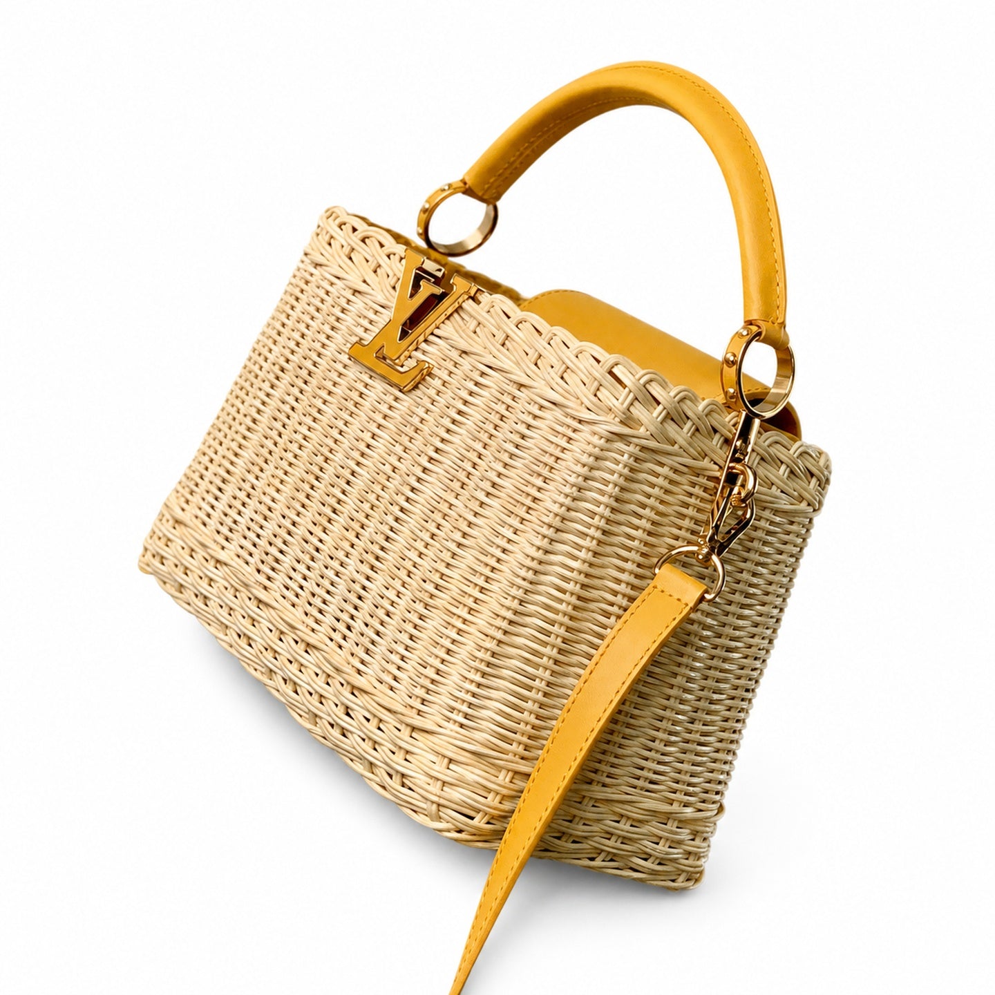 Louis Vuitton Capucines Small Leather Yellow Handbag