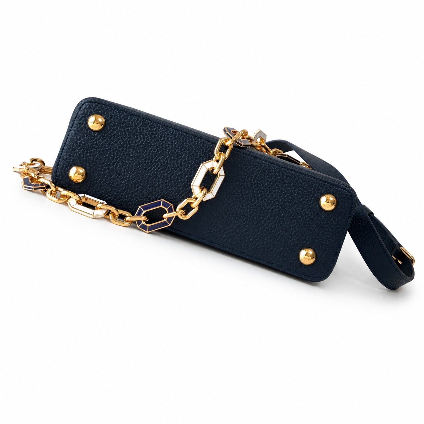 Louis Vuitton Capucines Small Leather Blue Gold Handbag