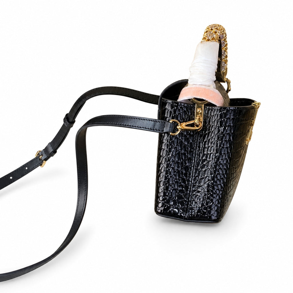 Louis Vuitton Capucines Mini Croc-Embossed Leather Black Handbag
