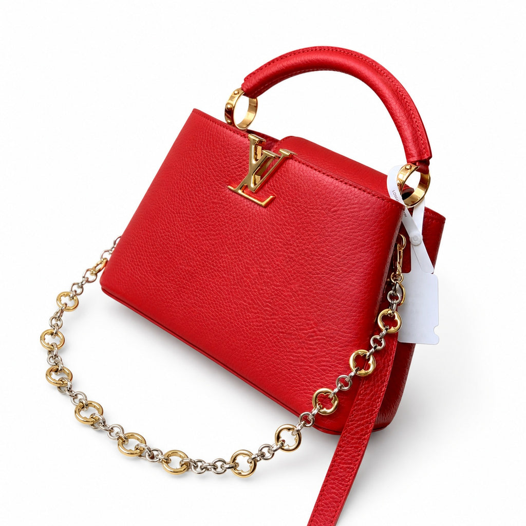 Louis Vuitton Capucines Small Leather Red Handbag