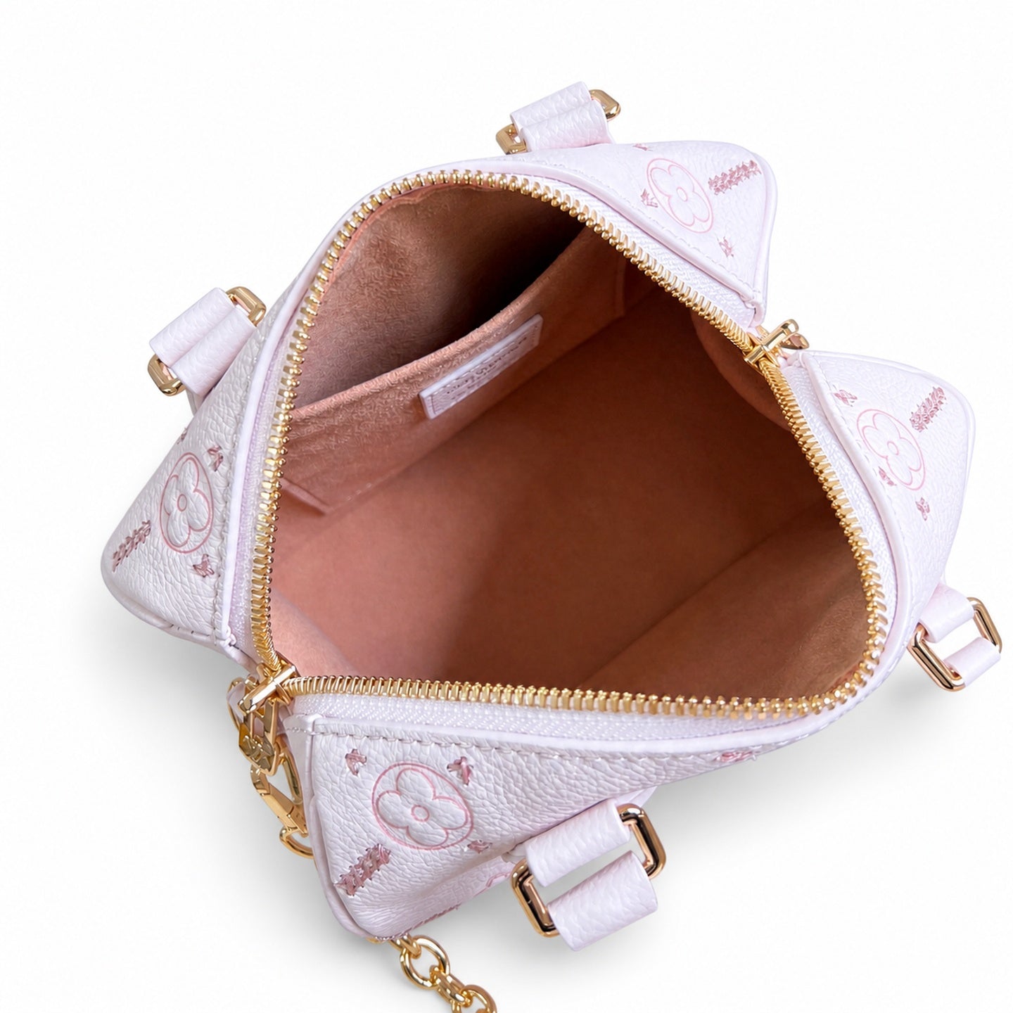 Louis Vuitton Speedy Bandouliere Embroidered Leather Pink Handbag