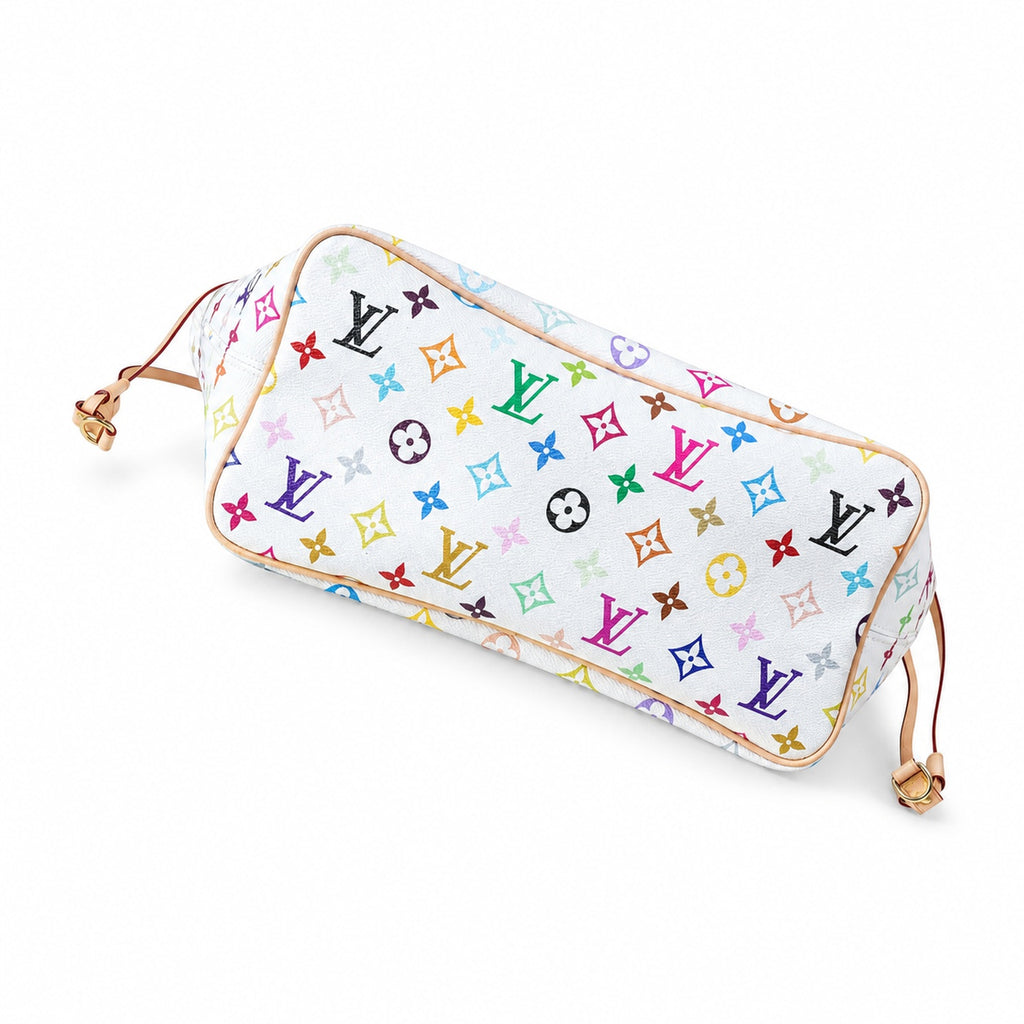 Louis Vuitton Neverfull Medium Canvas Leather White Handbag