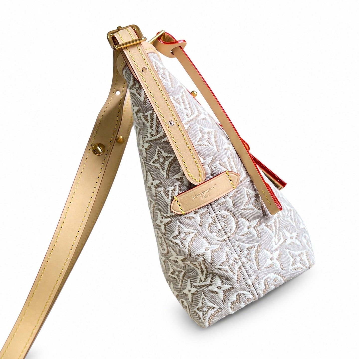 Louis Vuitton CarryAll Embroidered Cotton Canvas Jacquard Leather Handbag
