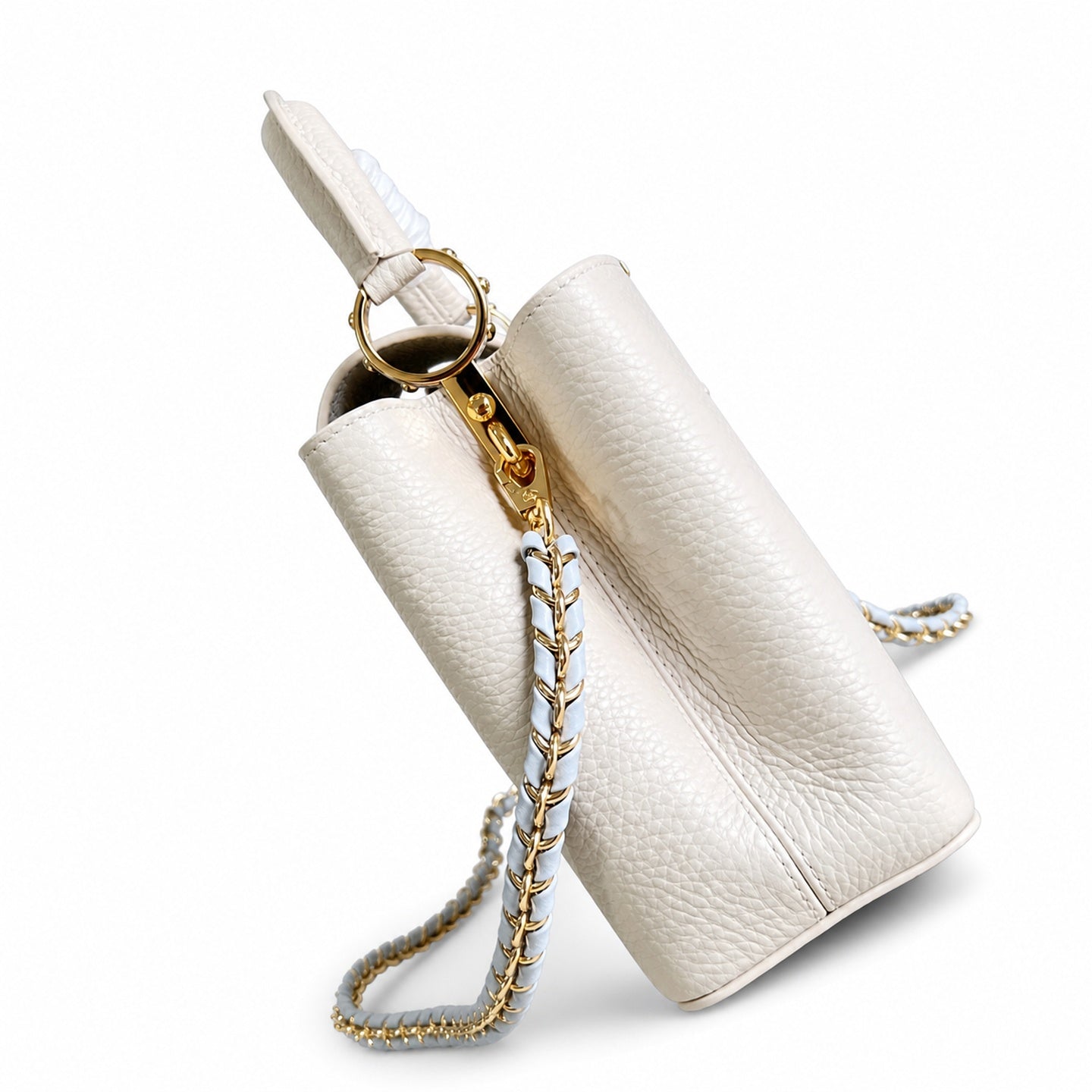 Louis Vuitton Capucines Small Leather White Blue Handbag