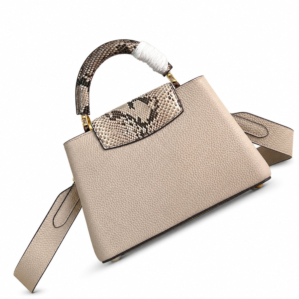 Louis Vuitton Capucines Small Snakeskin Leather Gray Handbag