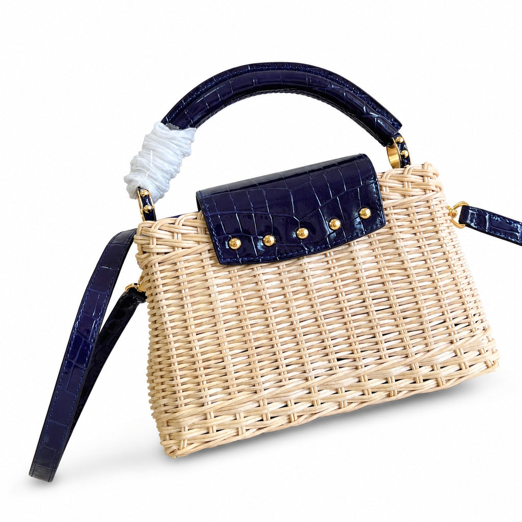 Louis Vuitton Capucines Mini Leather Blue Handbag