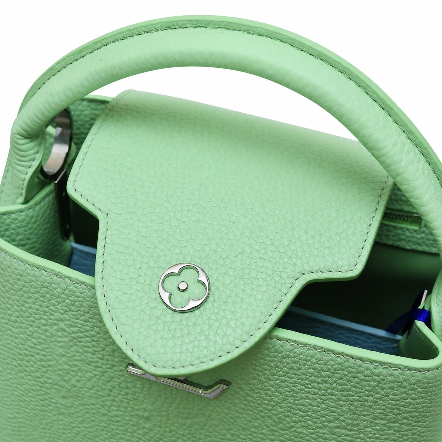 Louis Vuitton Capucines Small Leather Green Silver Handbag