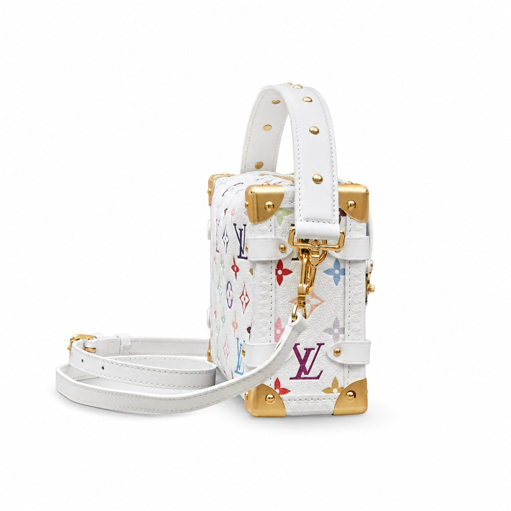 Louis Vuitton Side Trunk Medium Leather White Handbag