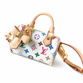 Louis Vuitton Speedy Takashi Murakami Canvas Leather White Handbag