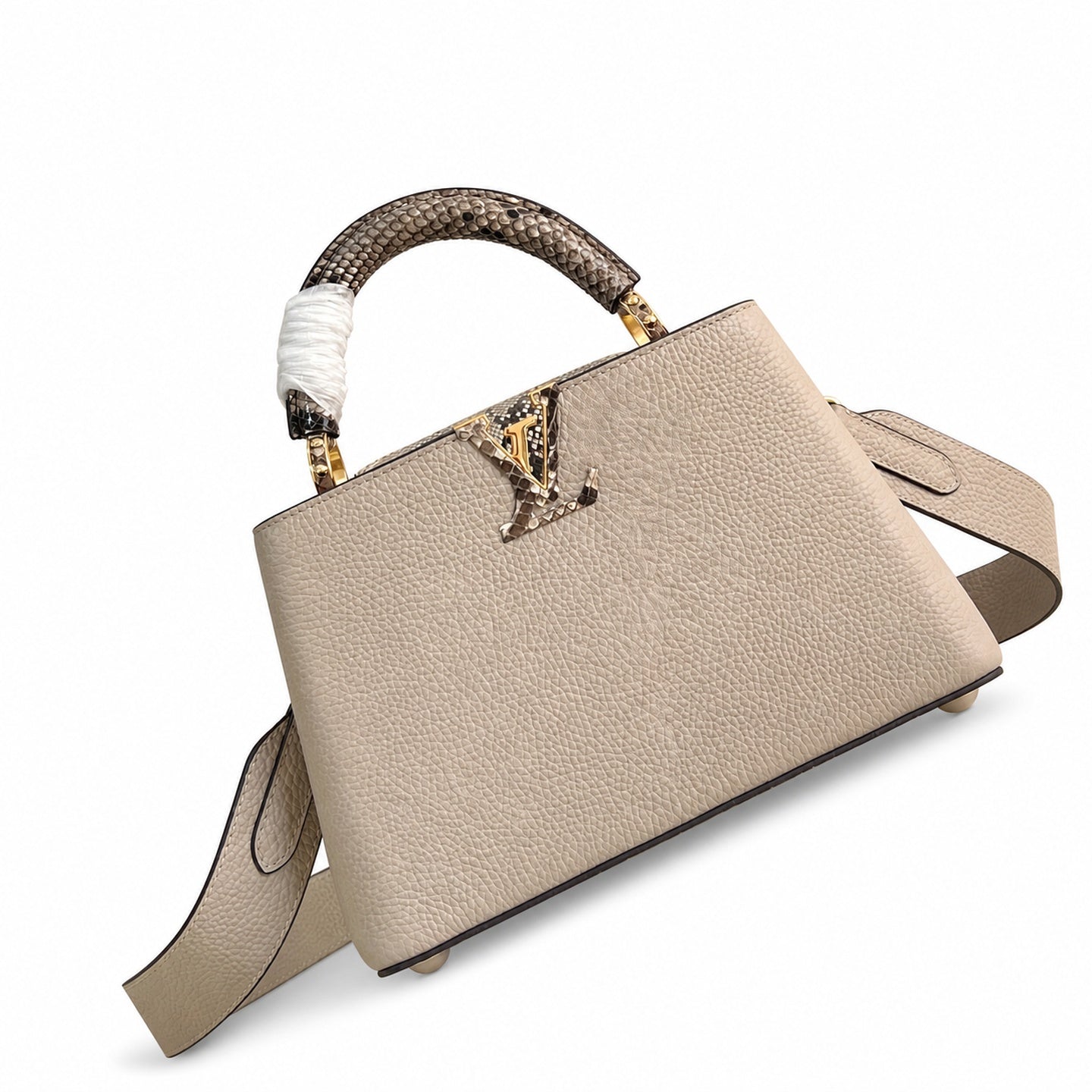 Louis Vuitton Capucines Small Snakeskin Leather Gray Handbag