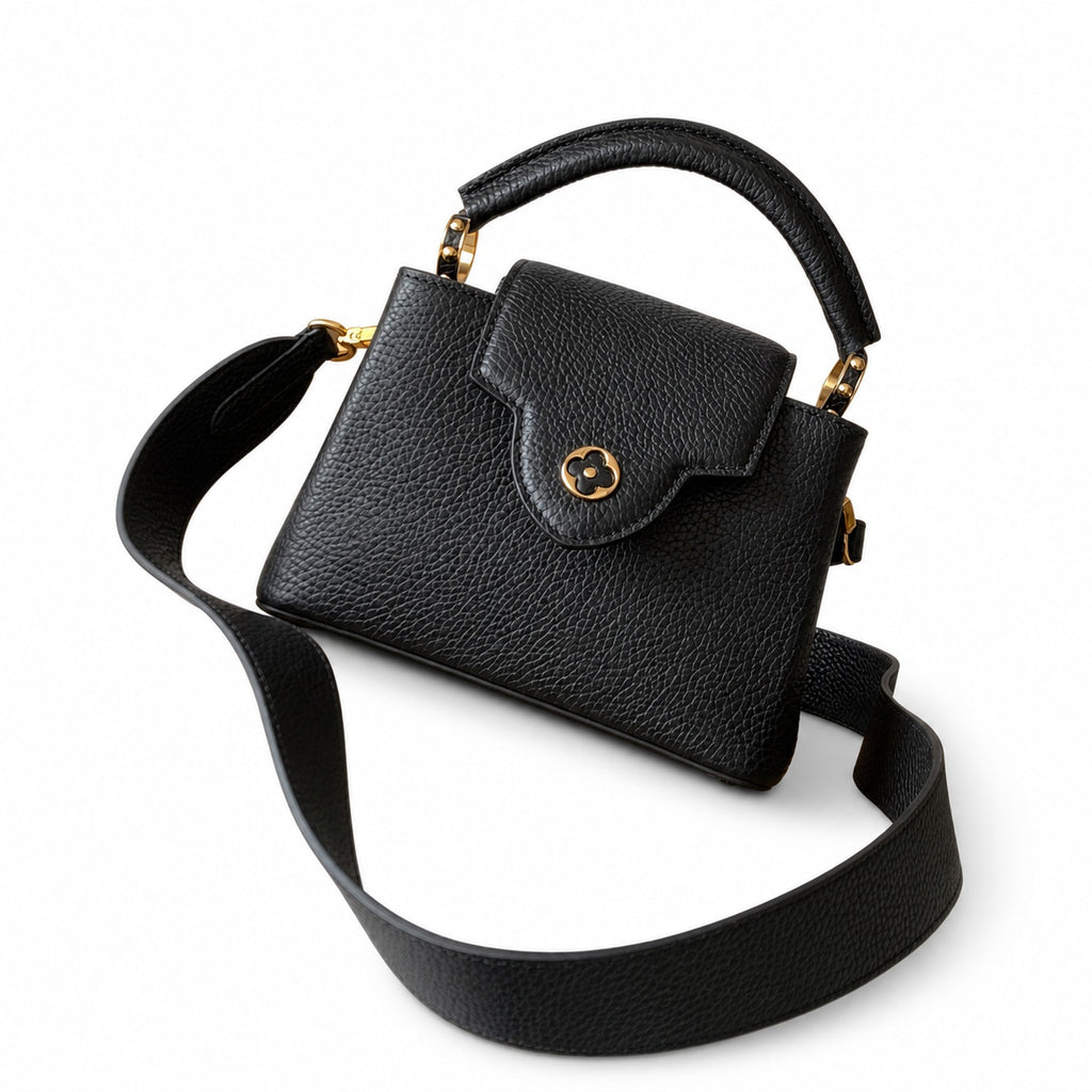 Louis Vuitton Capucines Leather Black Gold Handbag