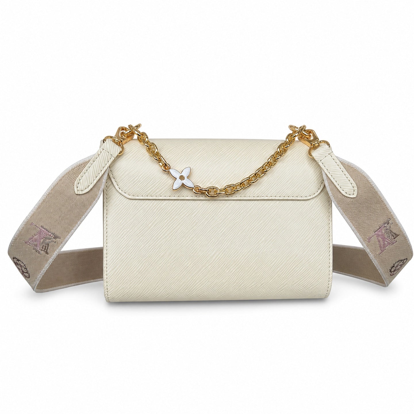 Louis Vuitton Twist Medium Embroidered Leather White Handbag