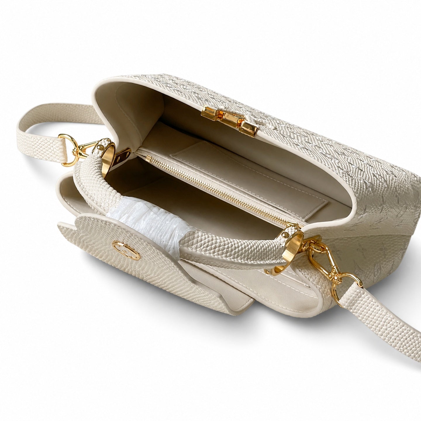 Louis Vuitton Capucines Embroidered Leather White Handbag