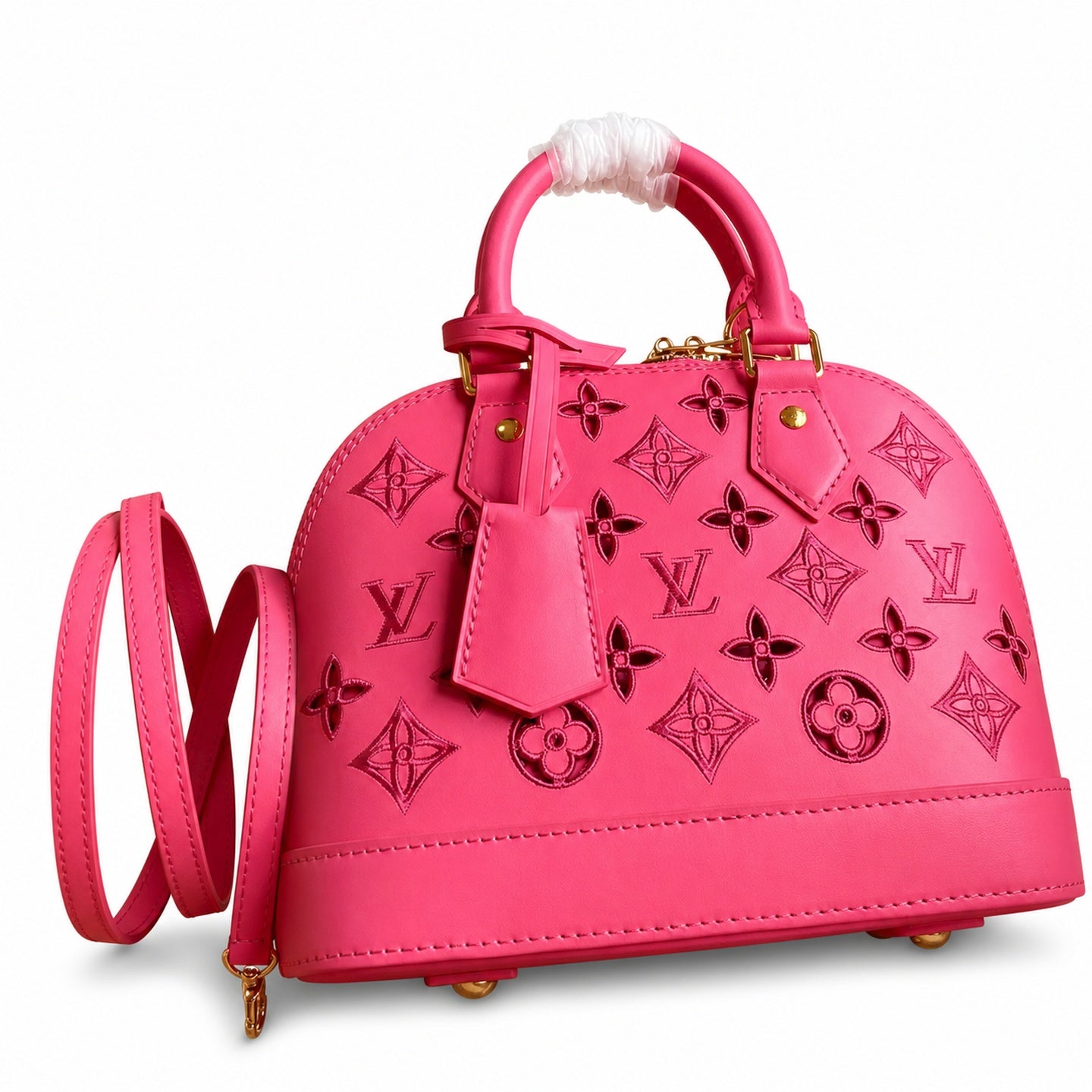 Louis Vuitton Alma Embroidered Leather Red Handbag