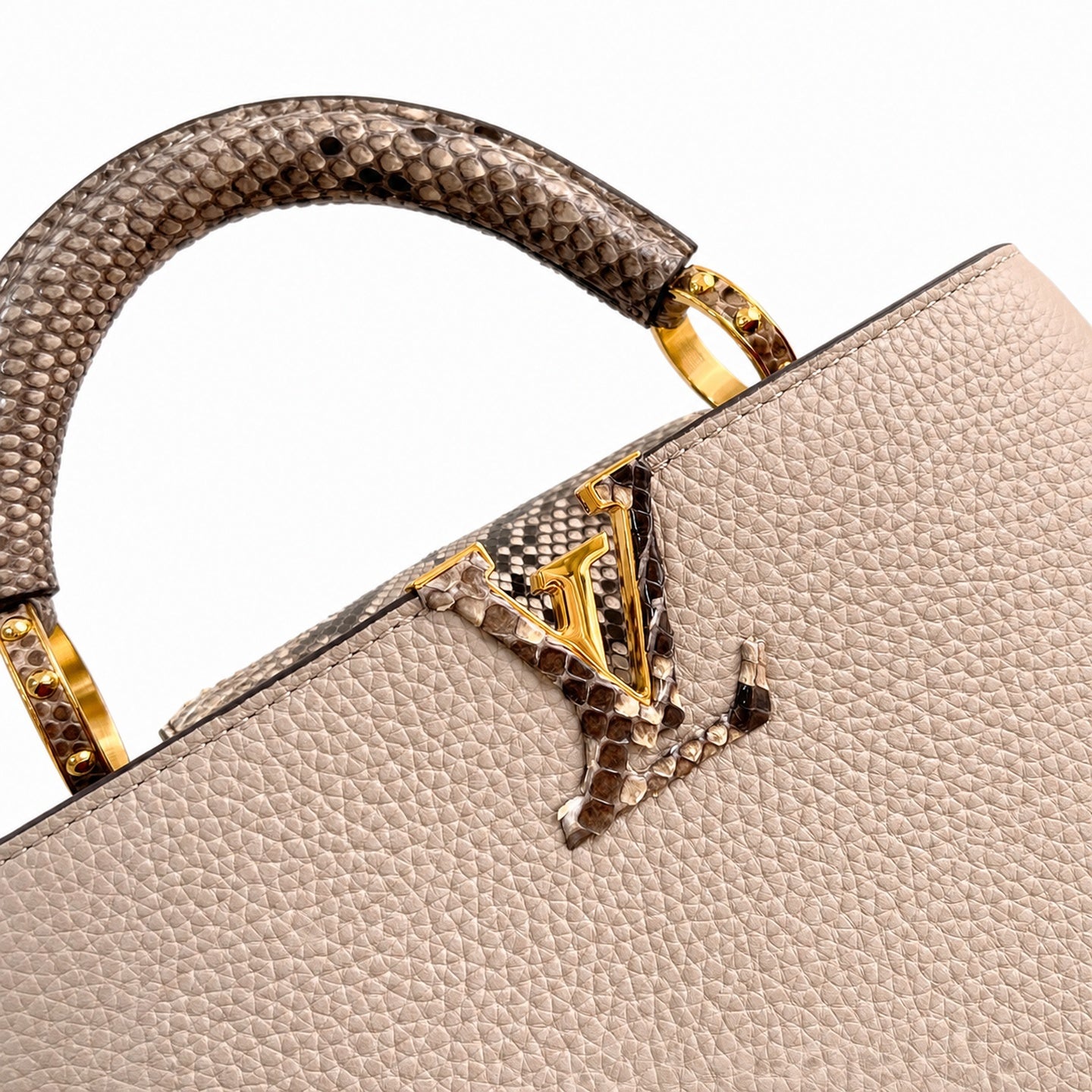 Louis Vuitton Capucines Small Snakeskin Leather Gray Handbag