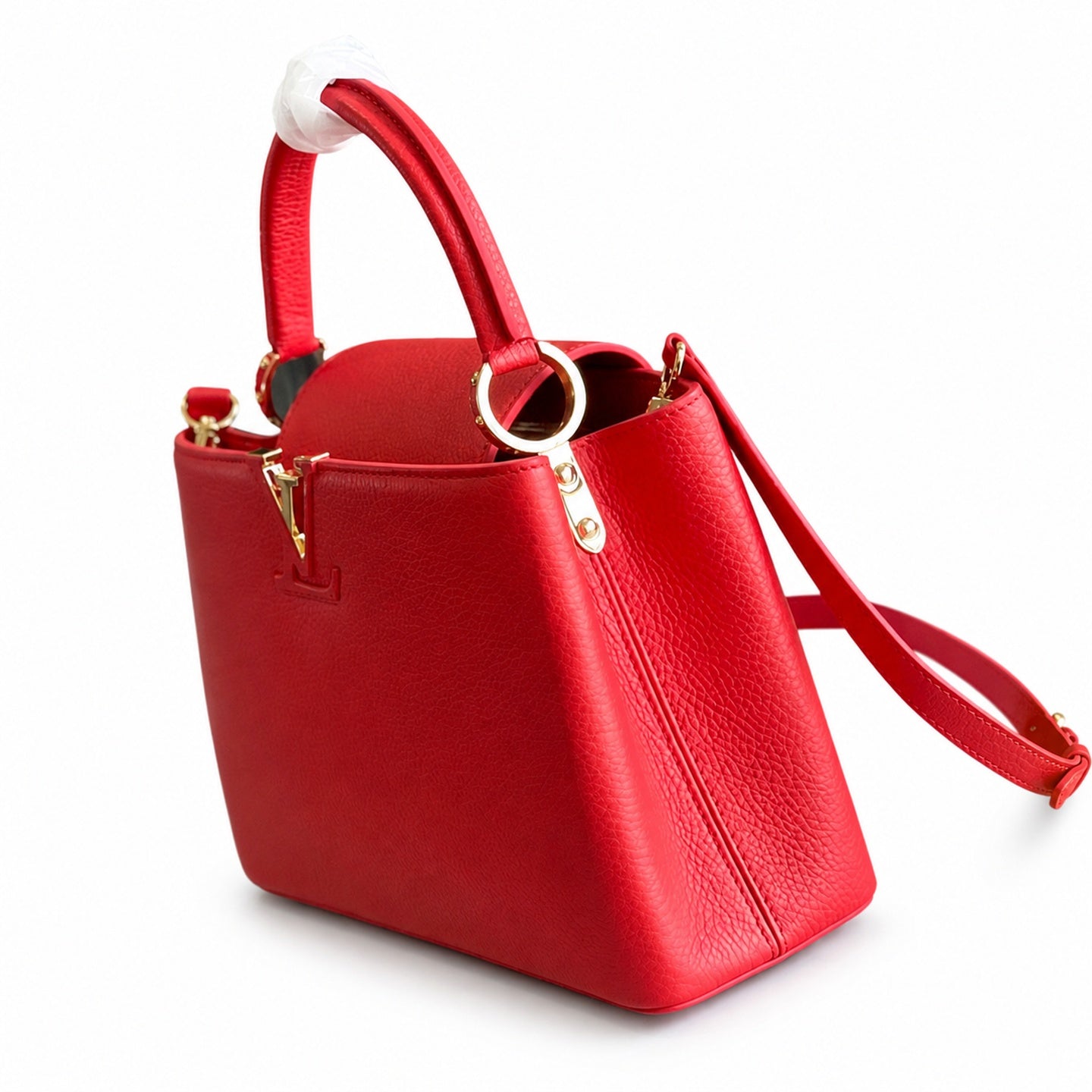 Louis Vuitton Capucines Medium Snakeskin Leather Red Gold Handbag