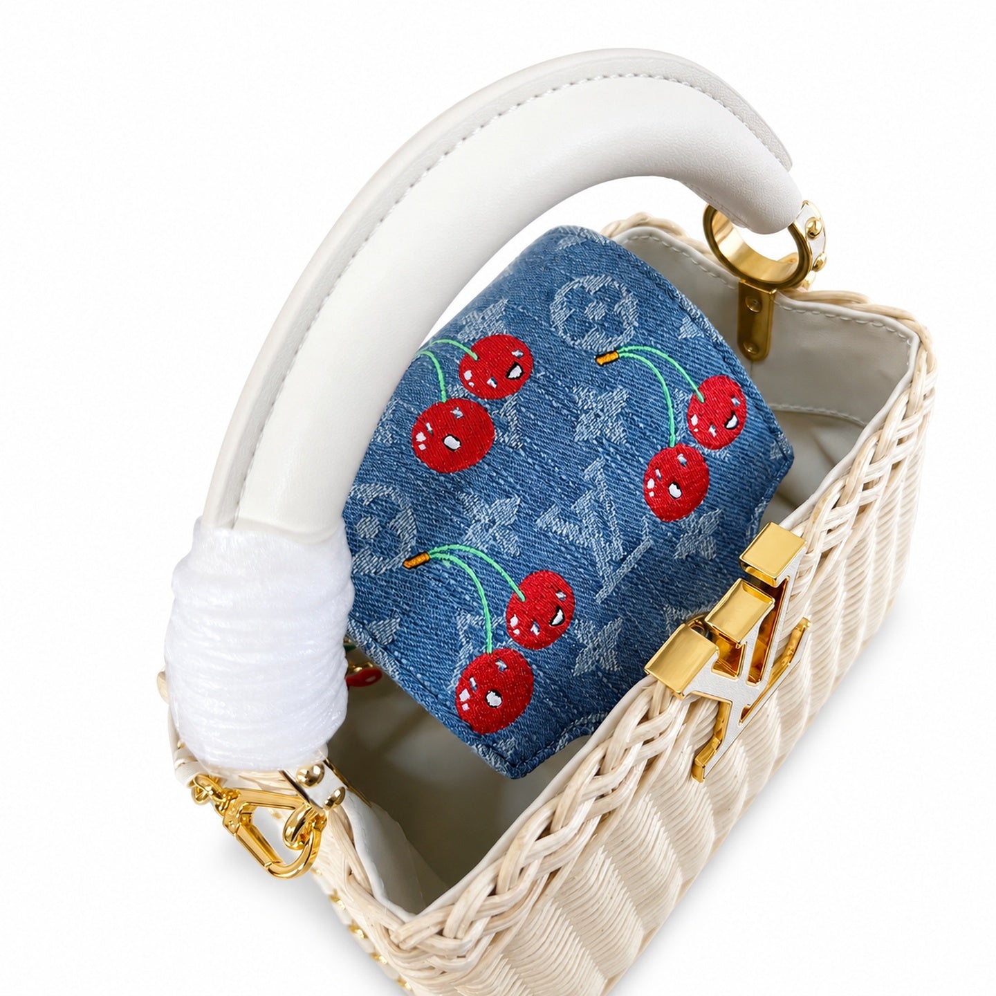 Louis Vuitton Capucines Takashi Murakami Mini White Handbag