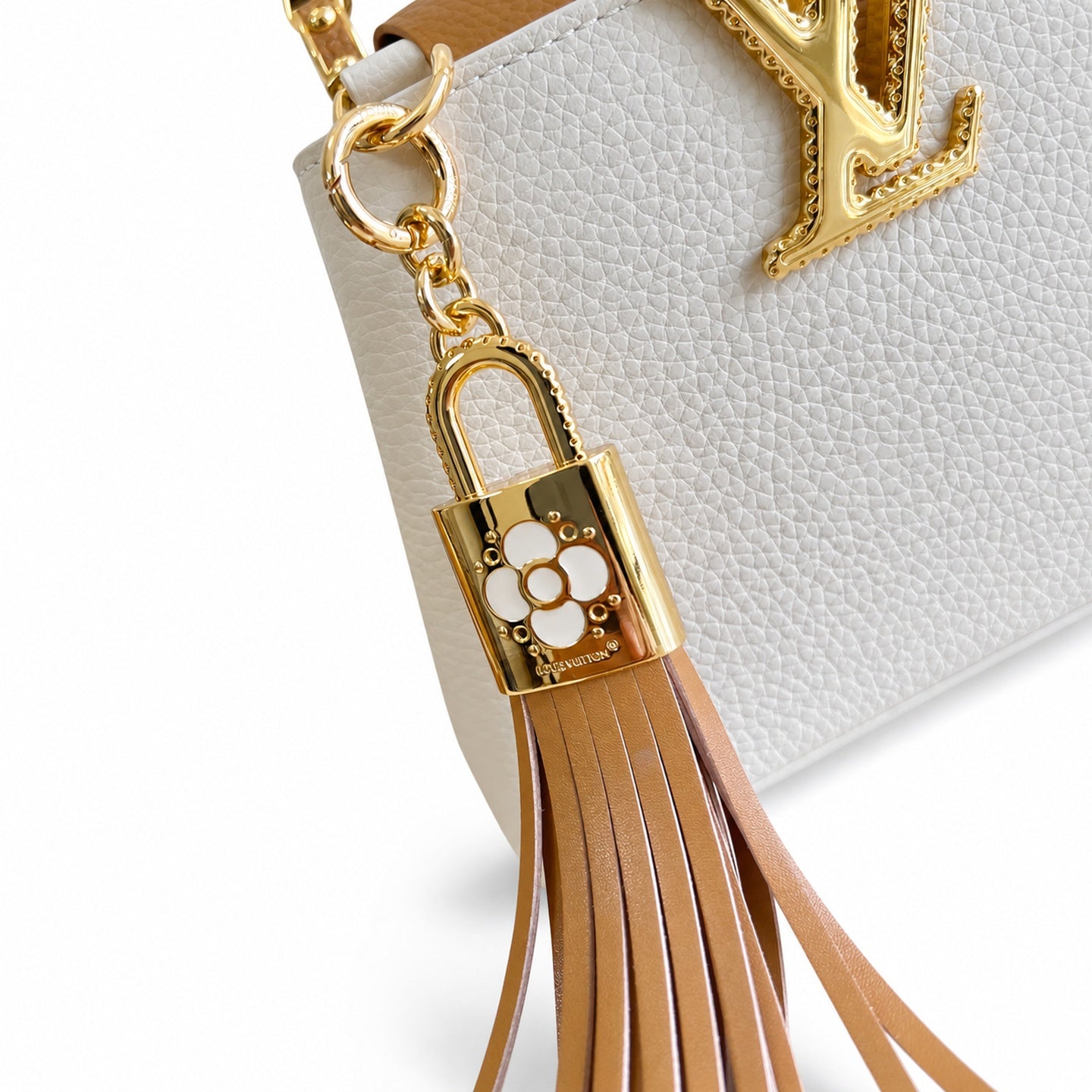 Louis Vuitton Capucines Mini Leather White Brown Handbag
