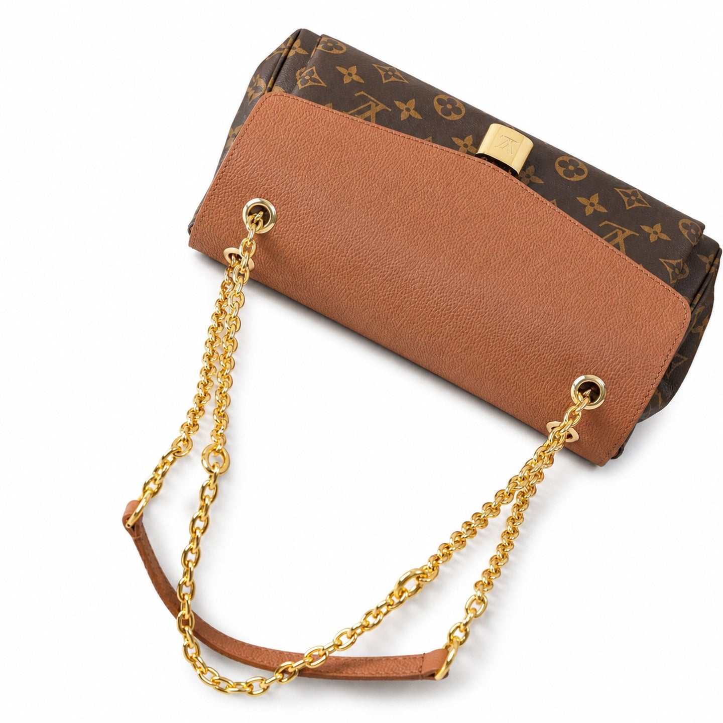 Louis Vuitton Canvas Leather Brown Gold Handbag