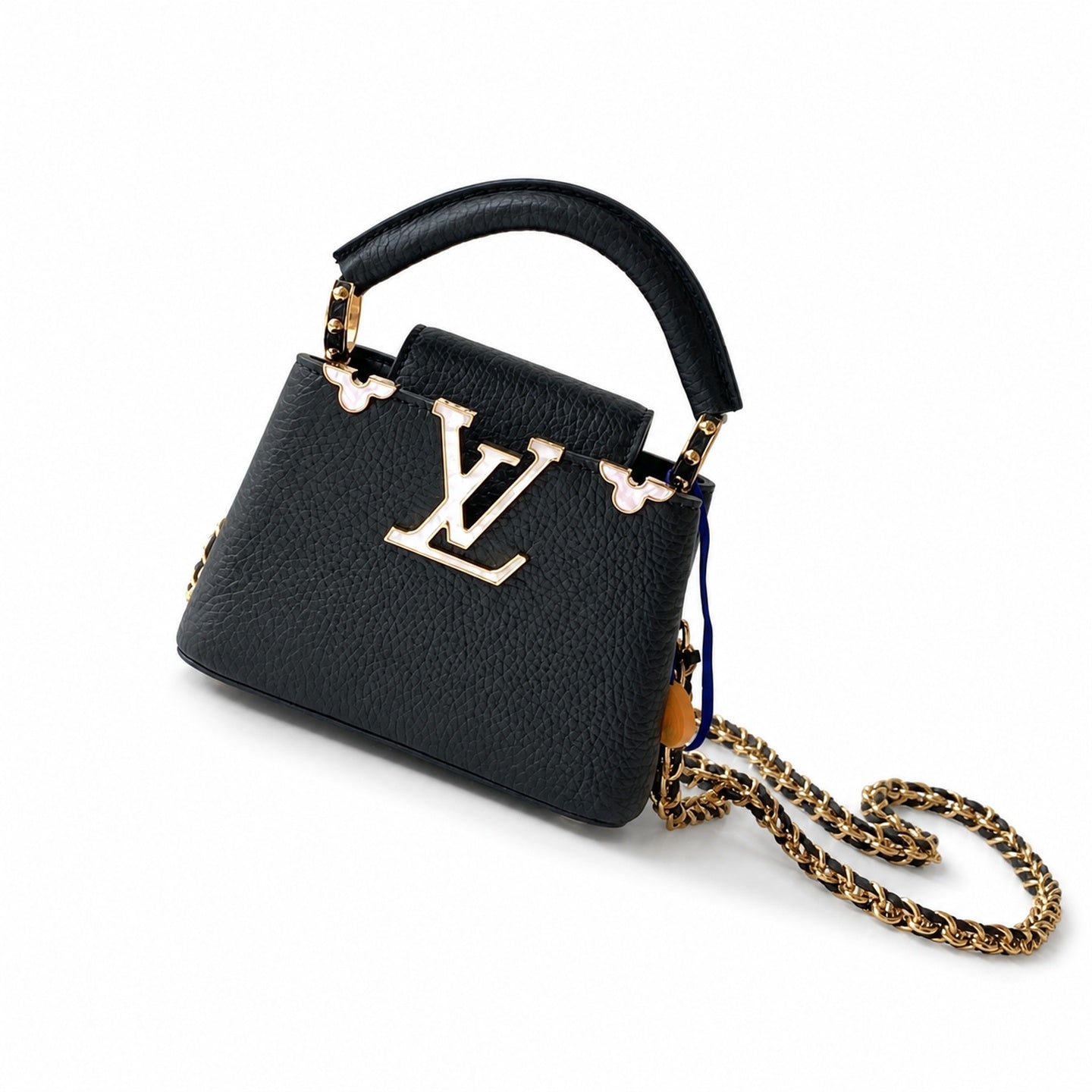Louis Vuitton Capucines Leather Black White Handbag