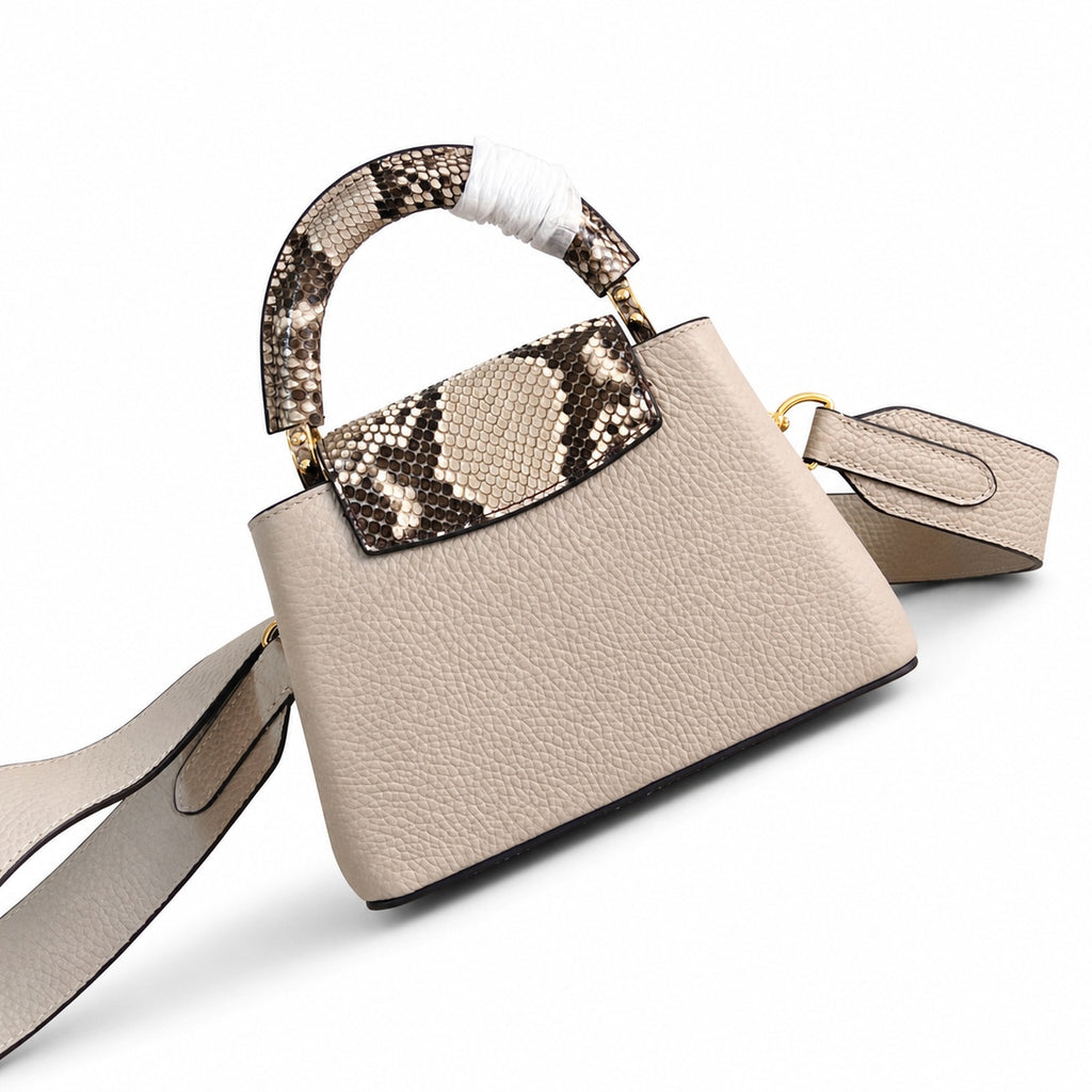 Louis Vuitton Capucines Mini Snakeskin Leather Gray Handbag