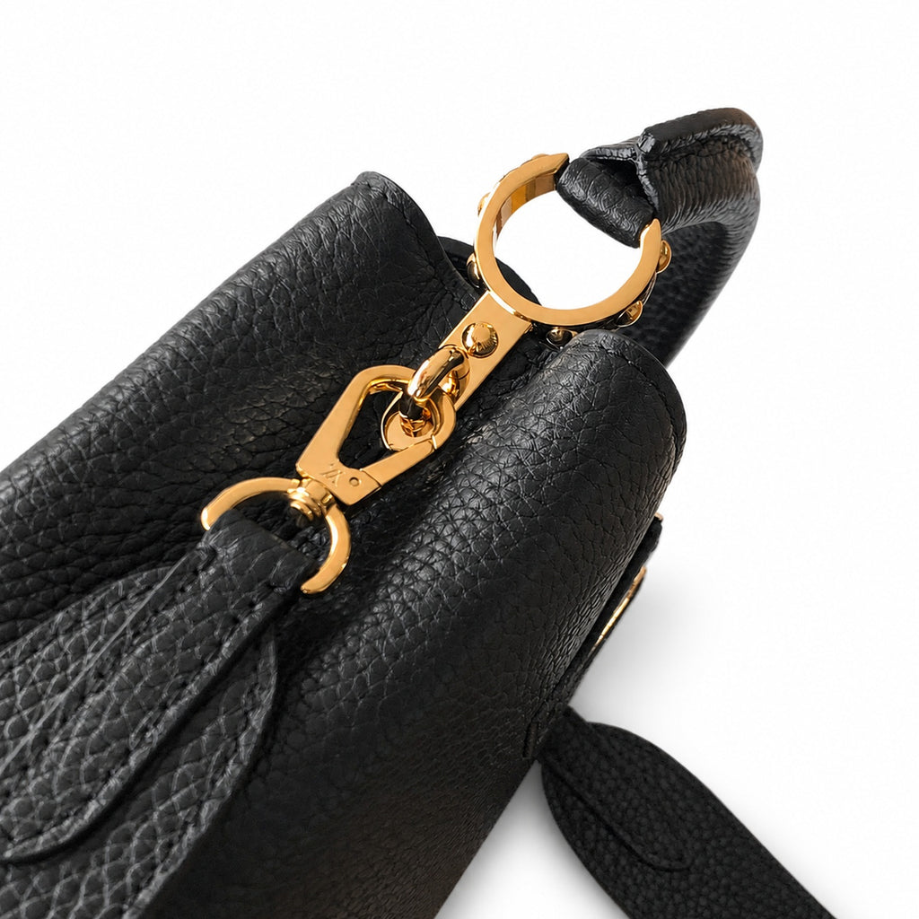 Louis Vuitton Capucines Leather Black Gold Handbag