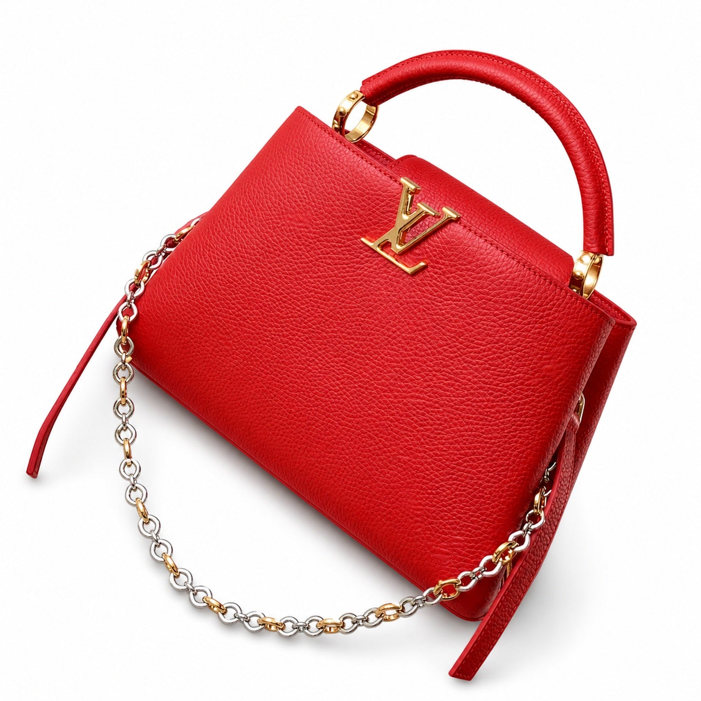 Louis Vuitton Capucines Medium Leather Red Handbag