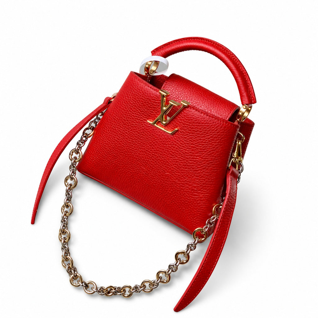 Louis Vuitton Capucines Mini Leather Red Handbag