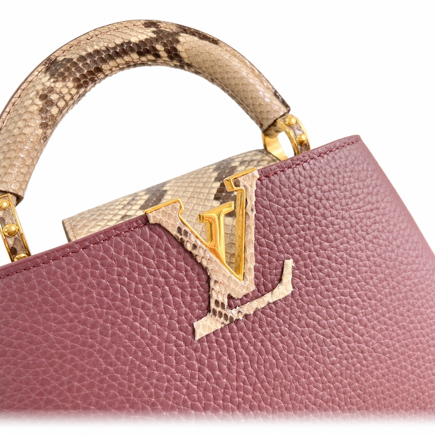 Louis Vuitton Capucines Mini Snakeskin Leather Burgundy Handbag