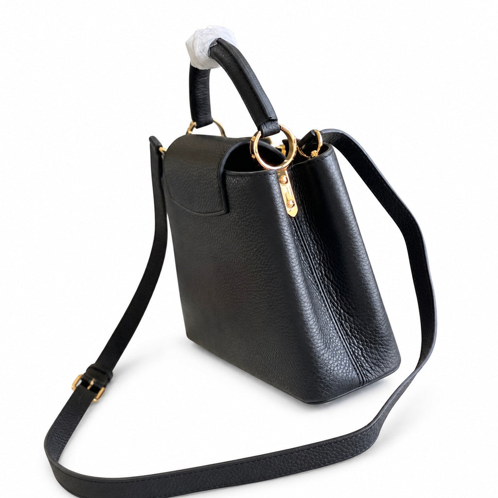 Louis Vuitton Capucines Small Leather Black Gold Handbag