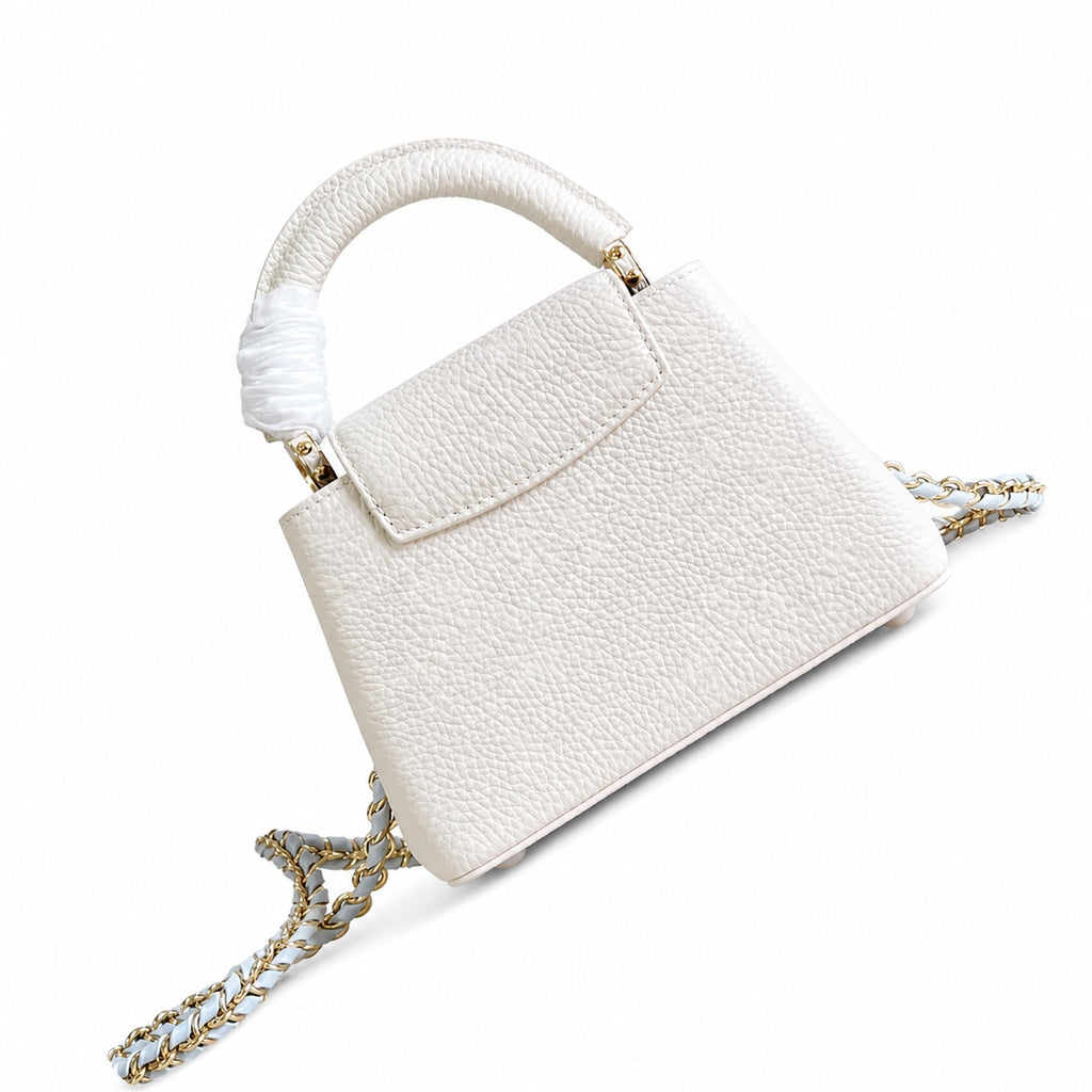 Louis Vuitton Capucines Mini Leather White Blue Handbag