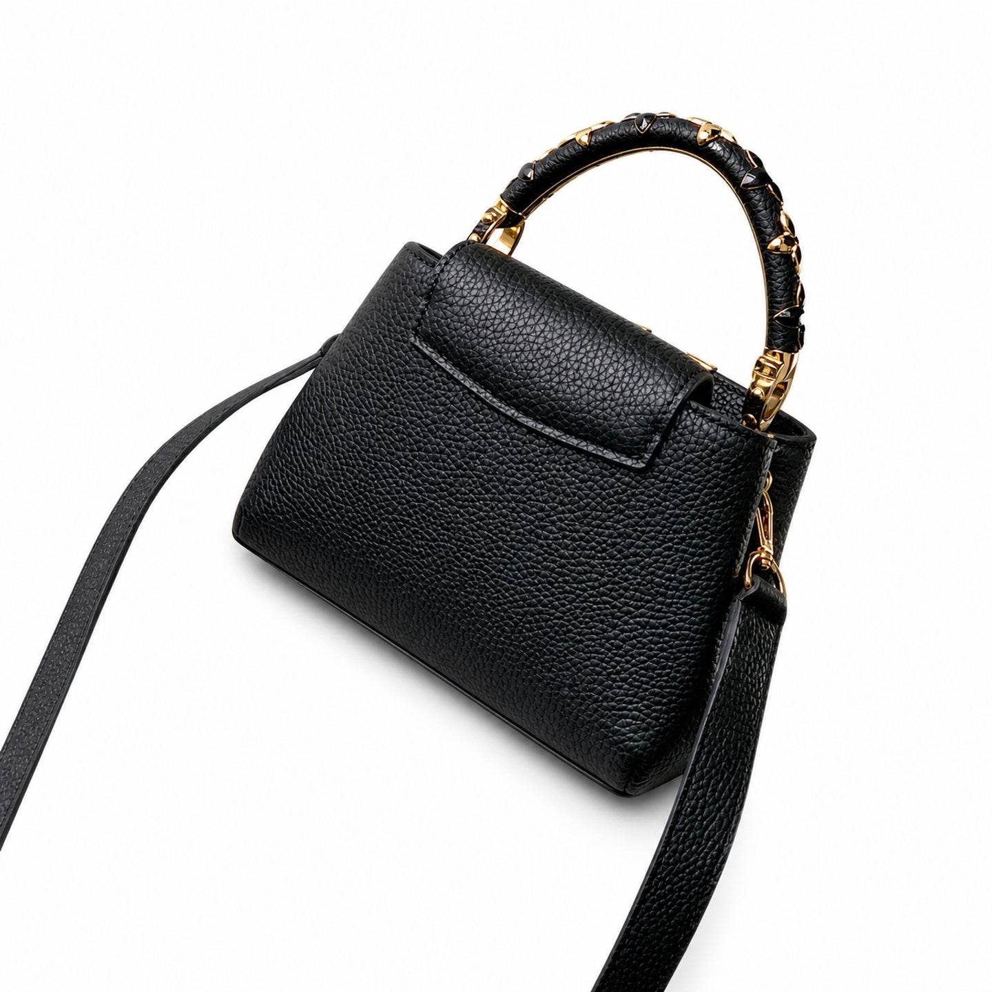 Louis Vuitton Capucines Mini Leather Black Gold Handbag