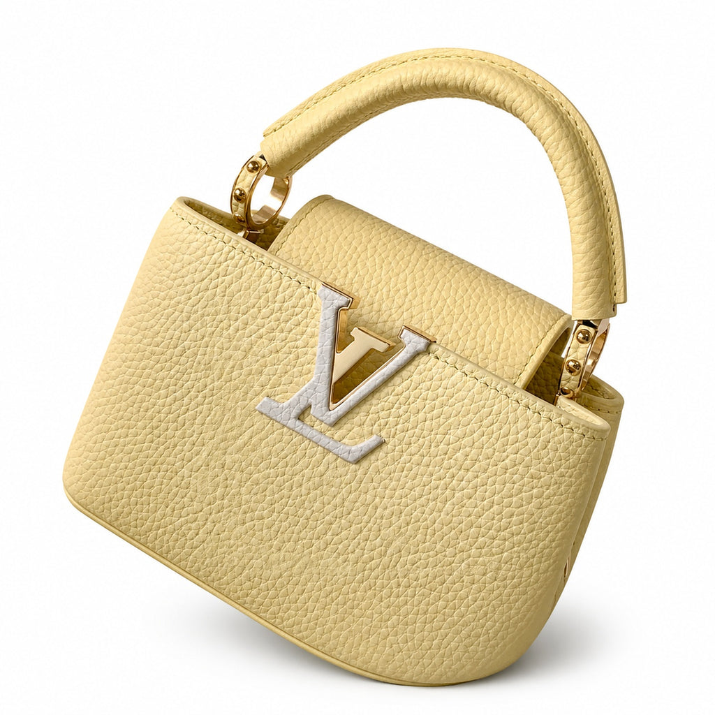Louis Vuitton Capucines Small Leather Black Yellow Handbag