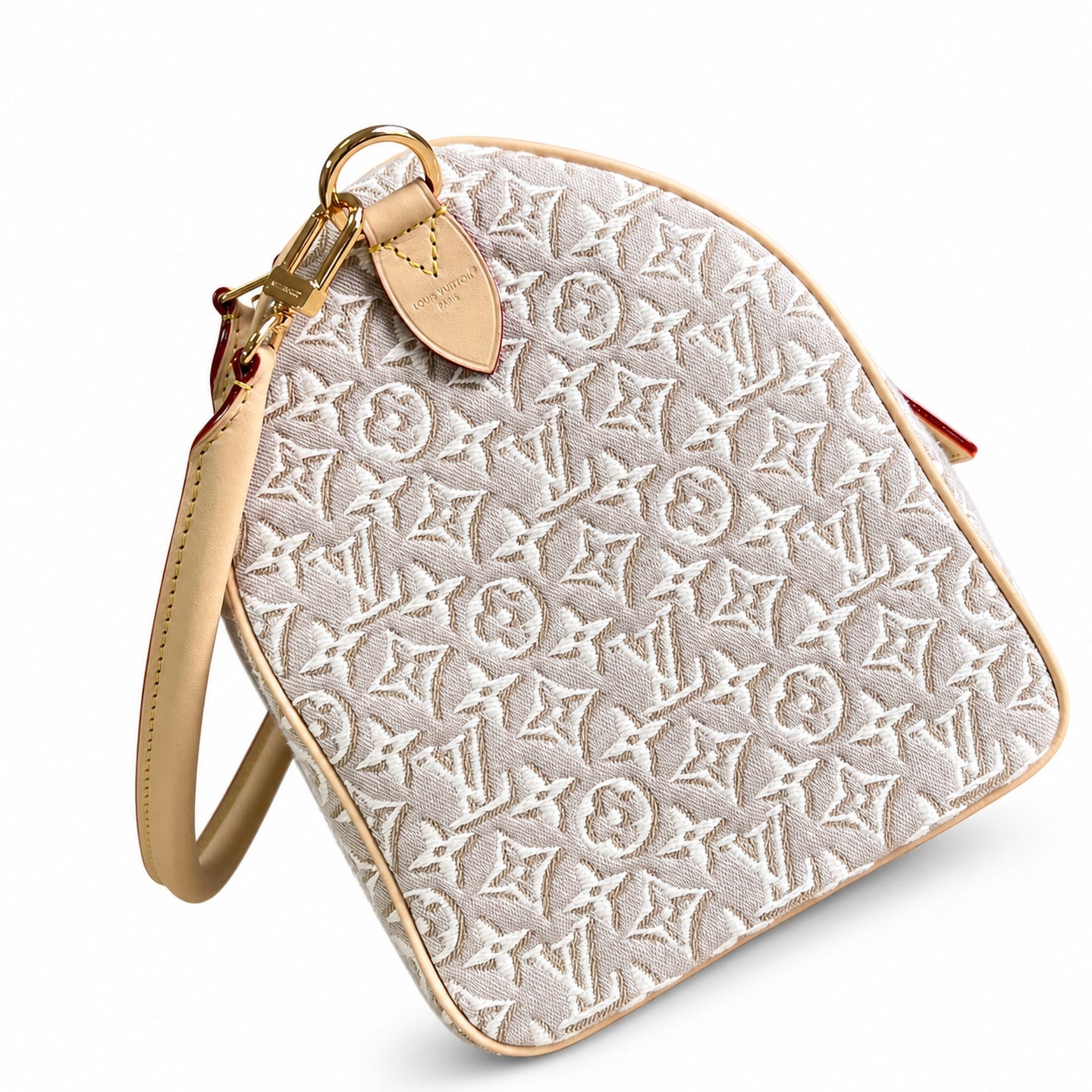 Louis Vuitton Speedy Embroidered Canvas Jacquard Leather Handbag
