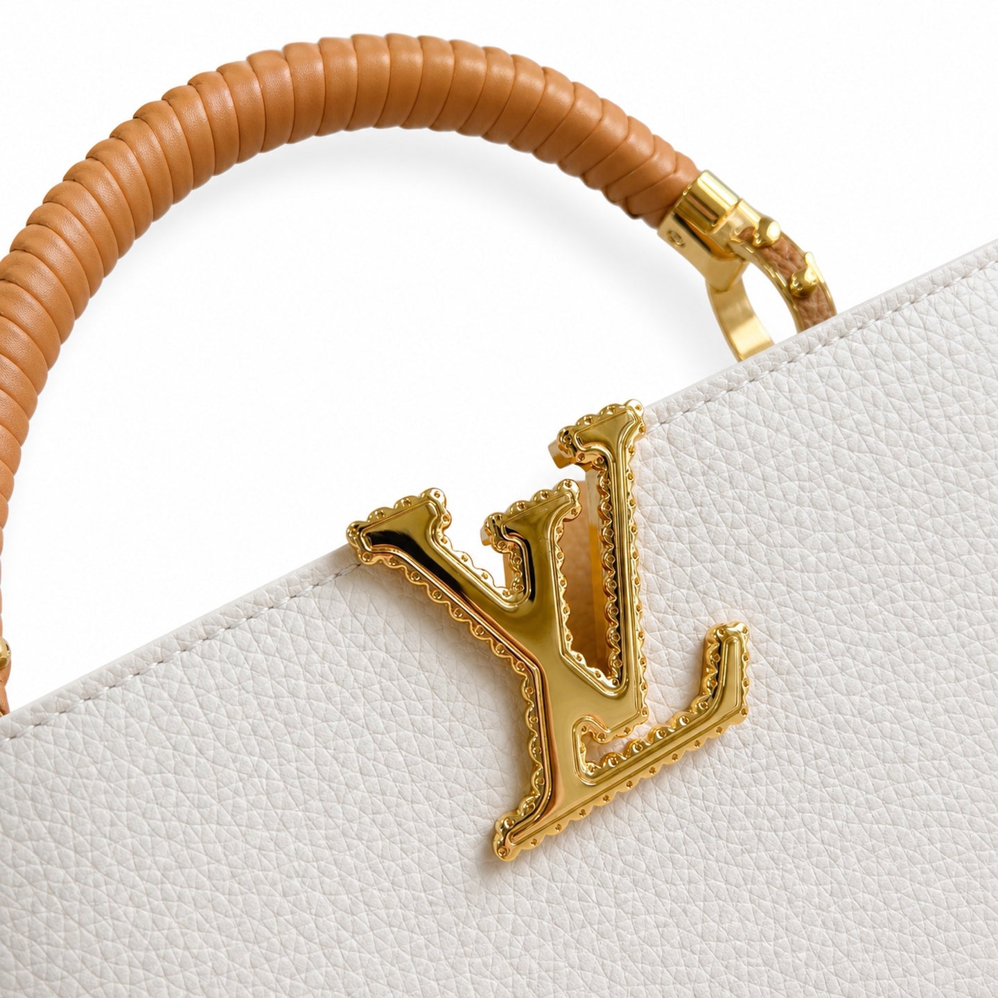 Louis Vuitton Capucines Small Leather White Brown Handbag