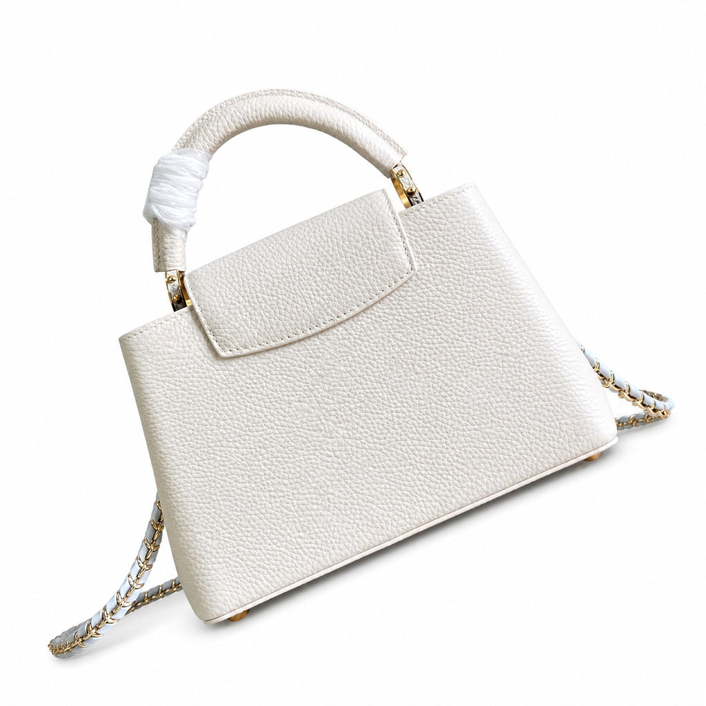 Louis Vuitton Capucines Small Leather White Blue Handbag