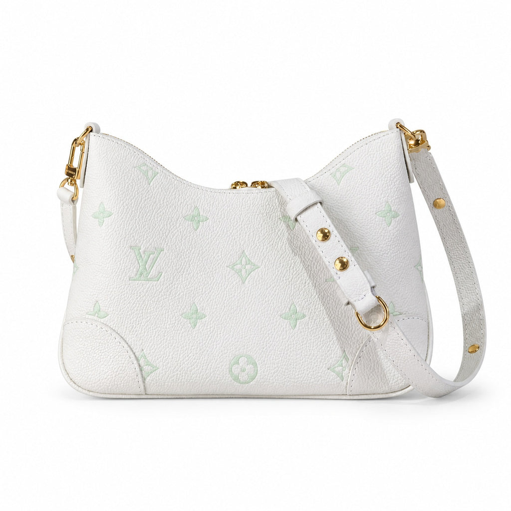 Louis Vuitton Boulogne Small Silk Jacquard Leather Green Gold Handbag