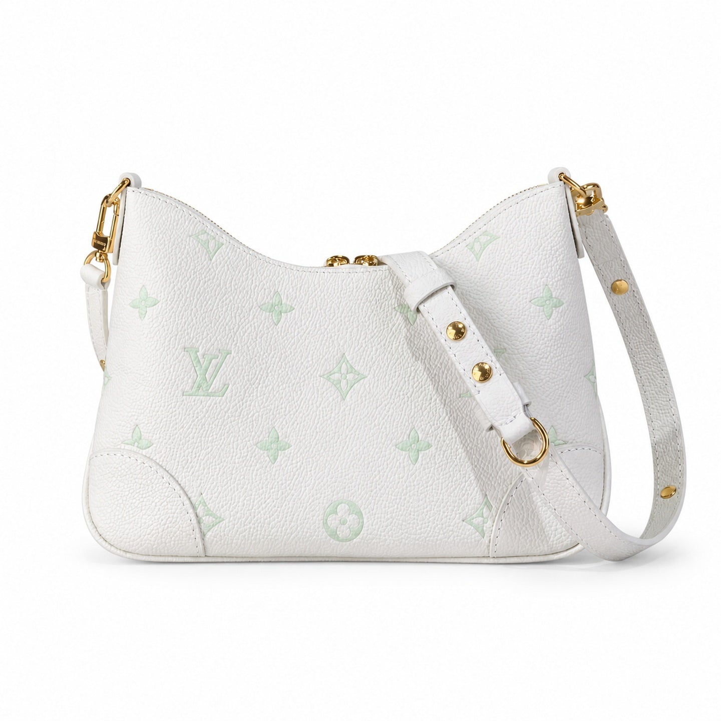 Louis Vuitton Boulogne Small Silk Jacquard Leather Green Gold Handbag