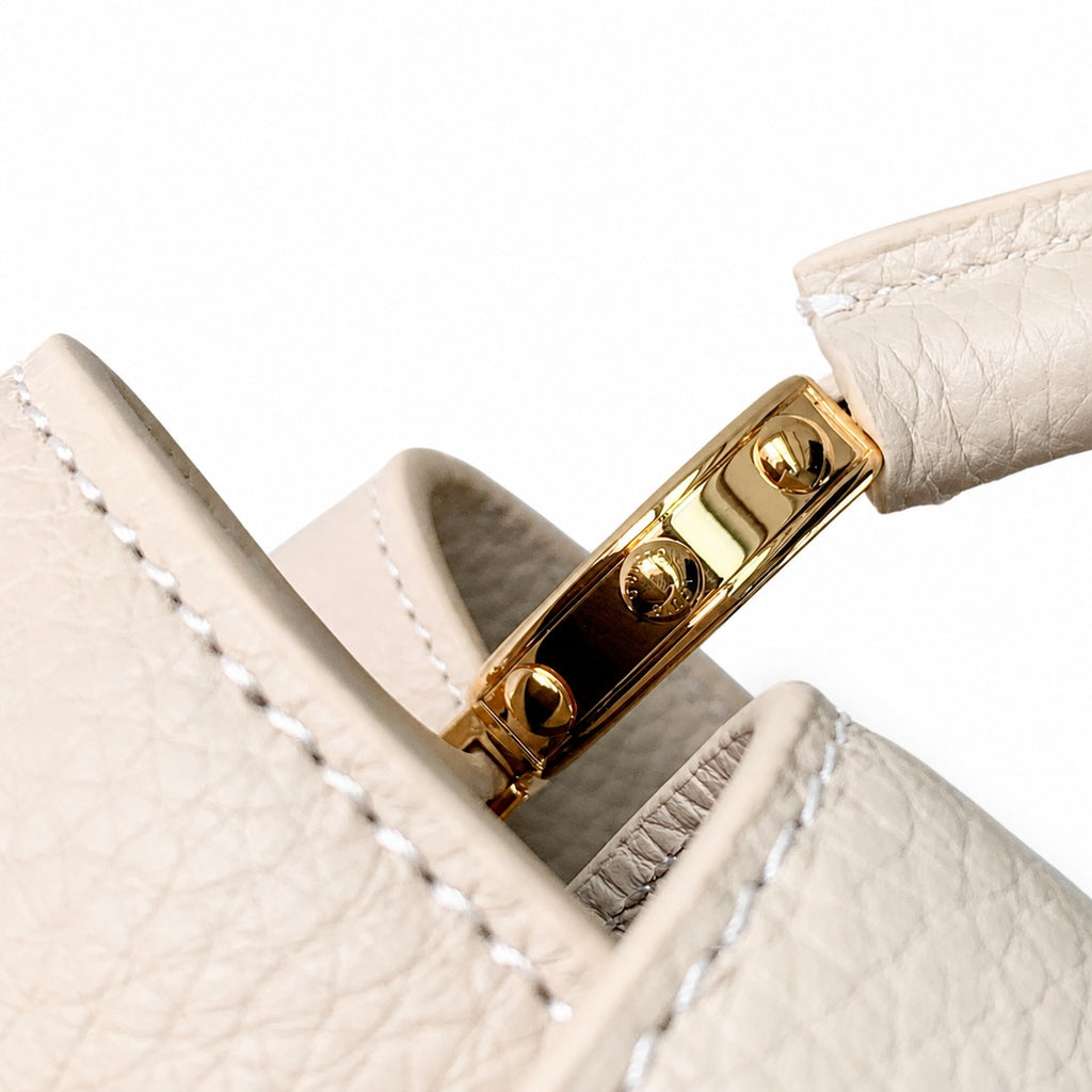 Louis Vuitton Capucines Mini Leather Beige Gray Handbag